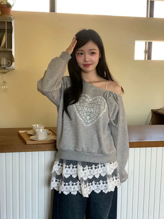 Bloomy See-Through Lace Layered Banding Skirt