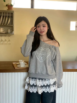 Bloomy See-Through Lace Layered Banding Skirt