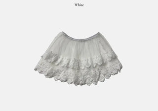 Bloomy See-Through Lace Layered Banding Skirt