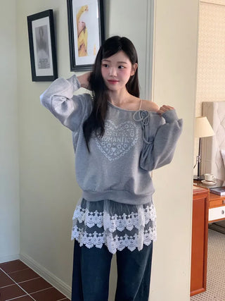 Bloomy See-Through Lace Layered Banding Skirt