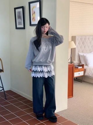 Bloomy See-Through Lace Layered Banding Skirt