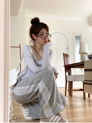 Kieri All-in-one Marine Stripe Slim-fit Color Block Cardigan