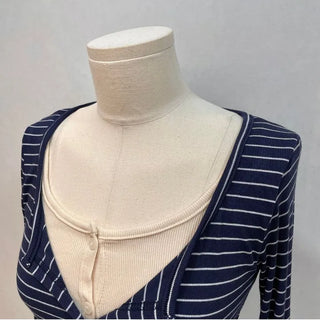Kieri All-in-one Marine Stripe Slim-fit Color Block Cardigan