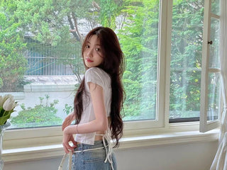 Fever Slim Ribbon Back Team Double Strap U-Neck Short Sleeve T-Shirt