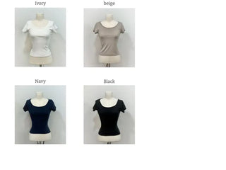 Fever Slim Ribbon Back Team Double Strap U-Neck Short Sleeve T-Shirt