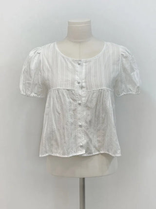 Tinkerbell Yeori Bean Button Punching Cotton Puff Short Sleeve Blouse