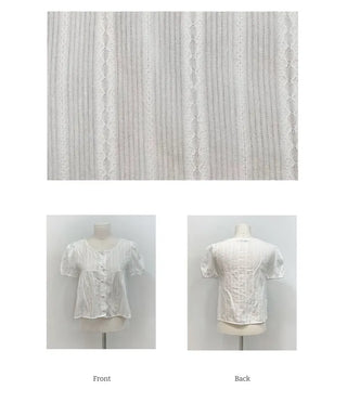 Tinkerbell Yeori Bean Button Punching Cotton Puff Short Sleeve Blouse