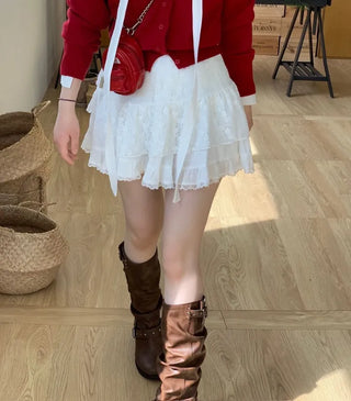 Dazzling Pendant Symbol Cut-off Fit Button V-Neck Loose-Fit Knit Cardigan