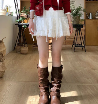 Dazzling Pendant Symbol Cut-off Fit Button V-Neck Loose-Fit Knit Cardigan