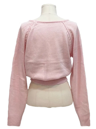 Dazzling Pendant Symbol Cut-off Fit Button V-Neck Loose-Fit Knit Cardigan