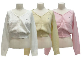 Dazzling Pendant Symbol Cut-off Fit Button V-Neck Loose-Fit Knit Cardigan