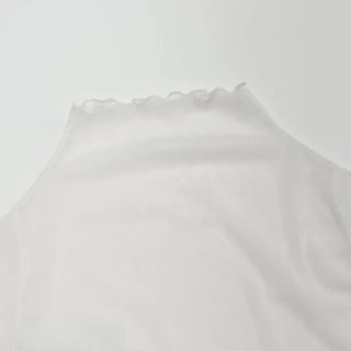 Lenerlin Loose Fit Lace Layered See-Through Wave Long Sleeve Warmer T-Shirt