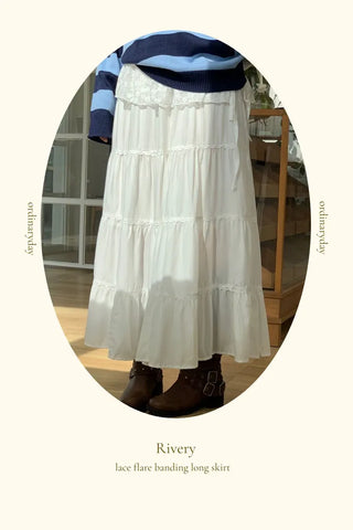 Liberi Lace Flare Banding Long Skirt