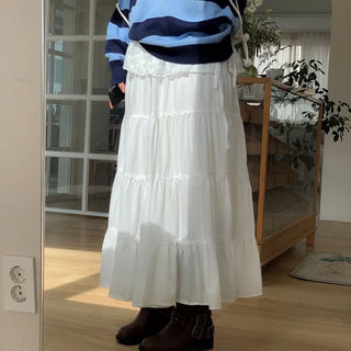 Liberi Lace Flare Banding Long Skirt