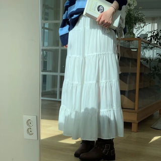 Liberi Lace Flare Banding Long Skirt