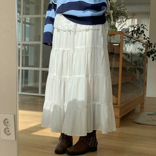 Liberi Lace Flare Banding Long Skirt