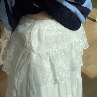 Liberi Lace Flare Banding Long Skirt