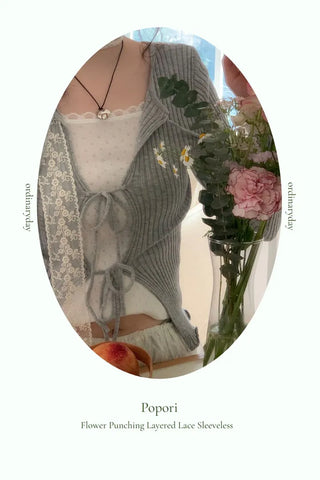 Popori Flower Punching Layered Lace Cotton Sleeveless Nashi