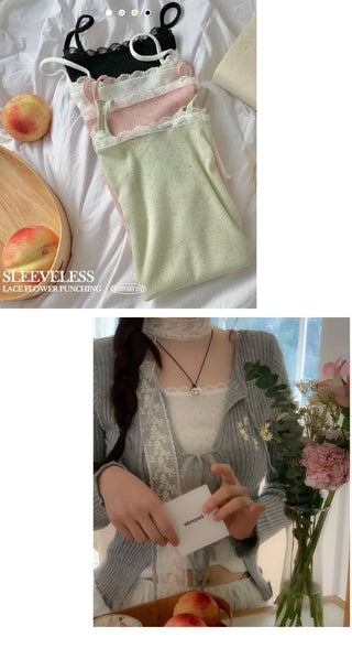Popori Flower Punching Layered Lace Cotton Sleeveless Nashi