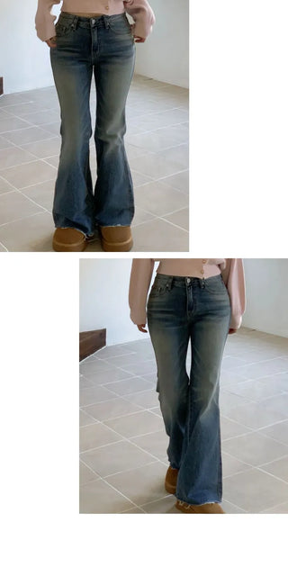 Byelo Glam Semi Bootcut Pocket Cut Denim Long Pants /2 Sizes