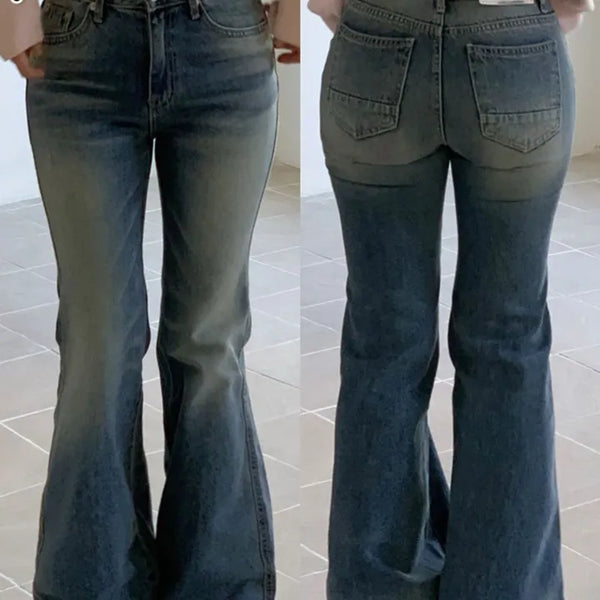 Byelo Glam Semi Bootcut Pocket Cut Denim Long Pants /2 Sizes