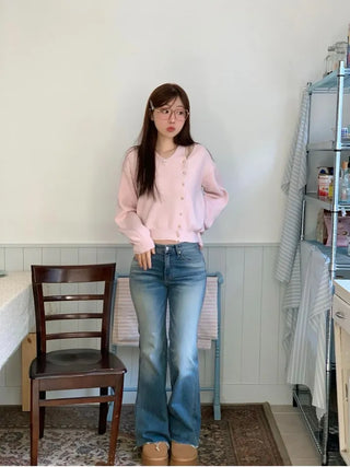 Byelo Glam Semi Bootcut Pocket Cut Denim Long Pants /2 Sizes