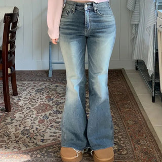 Byelo Glam Semi Bootcut Pocket Cut Denim Long Pants /2 Sizes