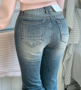 Byelo Glam Semi Bootcut Pocket Cut Denim Long Pants /2 Sizes