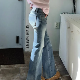 Byelo Glam Semi Bootcut Pocket Cut Denim Long Pants /2 Sizes