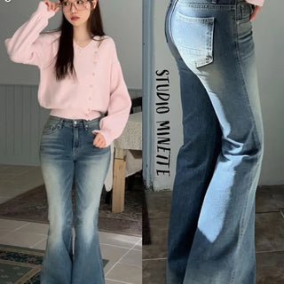 Byelo Glam Semi Bootcut Pocket Cut Denim Long Pants /2 Sizes