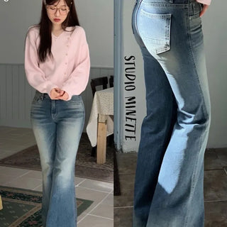 Byelo Glam Semi Bootcut Pocket Cut Denim Long Pants /2 Sizes