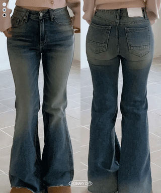 Byelo Glam Semi Bootcut Pocket Cut Denim Long Pants /2 Sizes