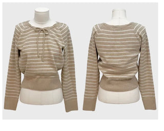 Licia punching ribbon strap wave stripe marine knit