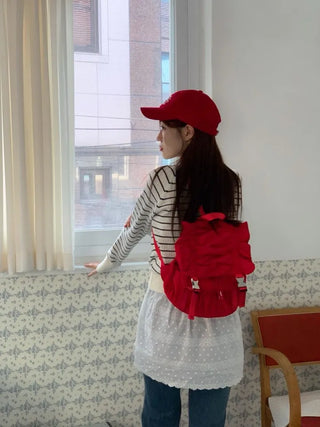 Licia punching ribbon strap wave stripe marine knit
