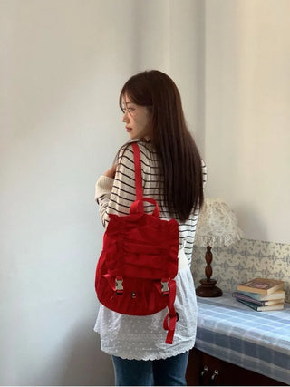 Licia punching ribbon strap wave stripe marine knit