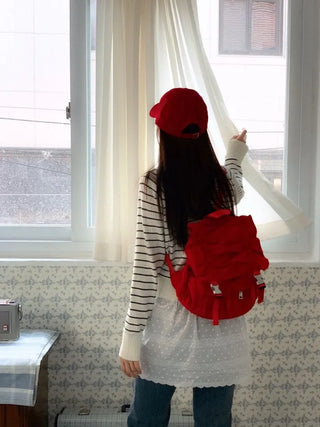 Licia punching ribbon strap wave stripe marine knit