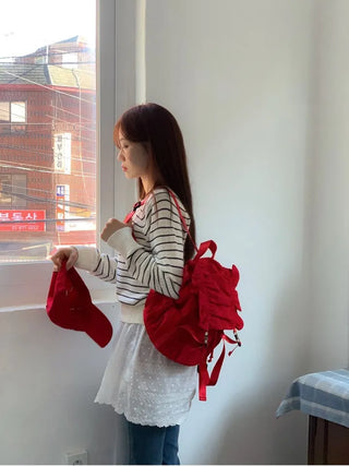 Licia punching ribbon strap wave stripe marine knit
