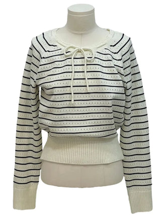 Licia punching ribbon strap wave stripe marine knit