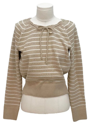 Licia punching ribbon strap wave stripe marine knit