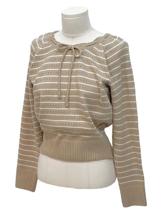Licia punching ribbon strap wave stripe marine knit
