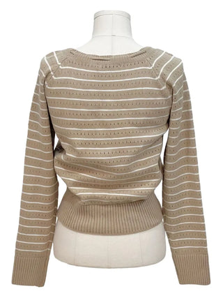 Licia punching ribbon strap wave stripe marine knit