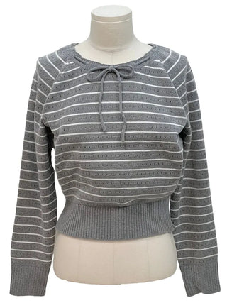 Licia punching ribbon strap wave stripe marine knit