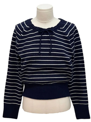 Licia punching ribbon strap wave stripe marine knit