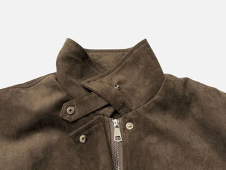 Yuru Avan loose fit high neck suede fleece lining buckle jacket jumper