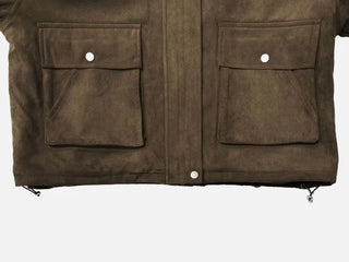 Yuru Avan loose fit high neck suede fleece lining buckle jacket jumper