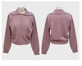 Cloud Lovely Frill Collar Lovely Button Long Sleeve Knit Cardigan