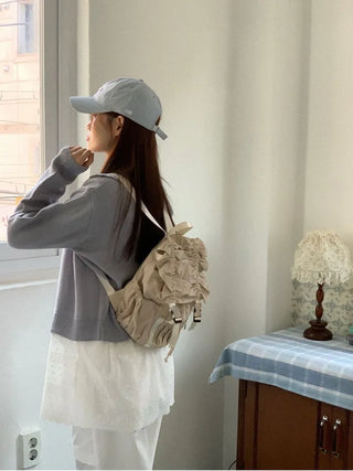 Cloud Lovely Frill Collar Lovely Button Long Sleeve Knit Cardigan