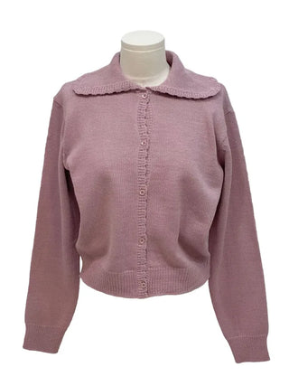 Cloud Lovely Frill Collar Lovely Button Long Sleeve Knit Cardigan