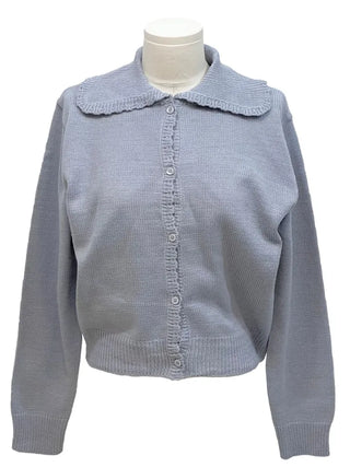 Cloud Lovely Frill Collar Lovely Button Long Sleeve Knit Cardigan