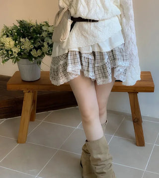 Frilly ribbon off-shoulder vintage feminine loose fit boat neck long knit
